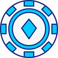 póker chip azul lleno icono vector