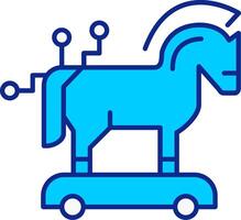 troyano caballo azul lleno icono vector
