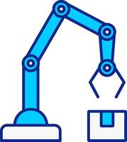 robótico brazo azul lleno icono vector