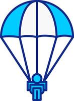 Parachuting Blue Filled Icon vector