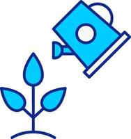 Watering Plants Blue Filled Icon vector