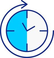 agujas del reloj azul lleno icono vector