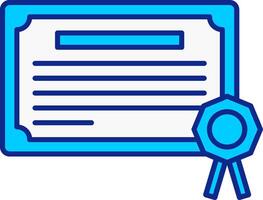 Certificate Blue Filled Icon vector