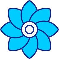 flor azul lleno icono vector