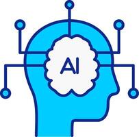 Artificial Intelligence Blue Filled Icon vector