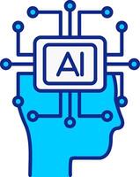 Artificial Intelligence Blue Filled Icon vector