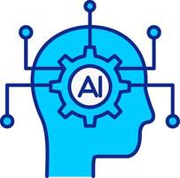 Artificial Intelligence Blue Filled Icon vector