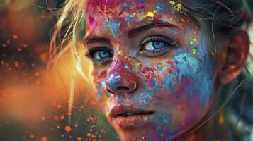 AI generated Holi painted girl photo