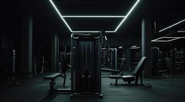 ai generado ejercicio máquinas en un gimnasio foto