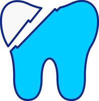 Broken Tooth Blue Filled Icon vector