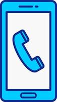 teléfono llamada azul lleno icono vector