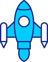 Space Ship Launch Blue Filled Icon vector