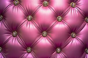 AI generated pink leather background with stitching and metal details for fashion design photo