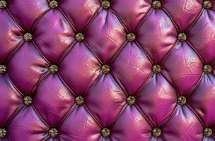 AI generated pink leather background with stitching and metal details for fashion design photo