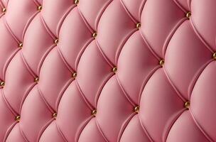 AI generated pink leather background with stitching and metal details for fashion design photo