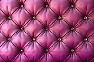 AI generated pink leather background with stitching and metal details for fashion design photo