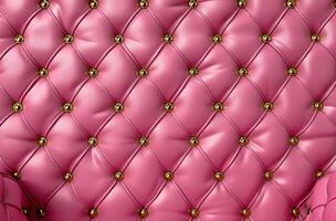 AI generated pink leather background with stitching and metal details for fashion design photo