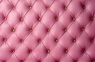 AI generated pink leather background with stitching and metal details for fashion design photo