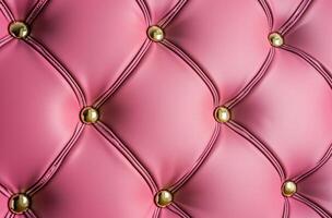 AI generated pink leather background with stitching and metal details for fashion design photo