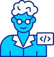 programador azul lleno icono vector