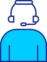 auriculares azul lleno icono vector