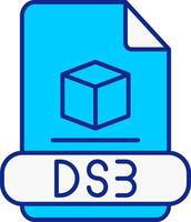 3ds azul lleno icono vector