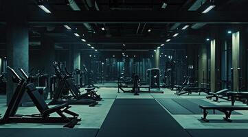 AI generated gym with many equipments photo