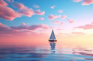 AI generated sailboat travels on the water at sunset sailboat photo