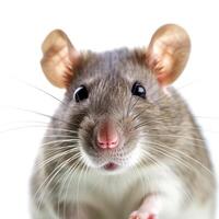 AI generated Rat face isolated on white background photo