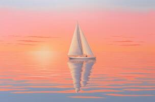 AI generated sunset light reflecting on a sailboat photo