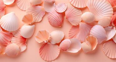 AI generated shells in a pink color background photo