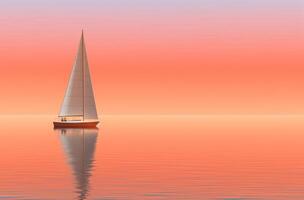 AI generated sunset light reflecting on a sailboat photo