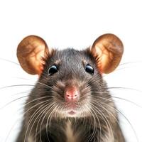 AI generated Rat face isolated on white background photo