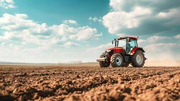 AI generated Farm tractor advertisment background with copy space photo