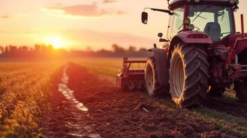 AI generated Farm tractor advertisment background with copy space photo