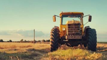 AI generated Farm tractor advertisment background with copy space photo