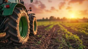 AI generated Farm tractor advertisment background with copy space photo