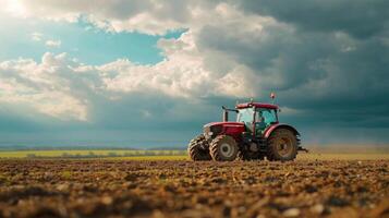 AI generated Farm tractor advertisment background with copy space photo