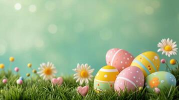 AI generated Easter advertisment background with copy space photo