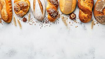 AI generated bakery advertisment background with copy space photo