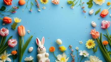 AI generated Easter advertisment background with copy space photo