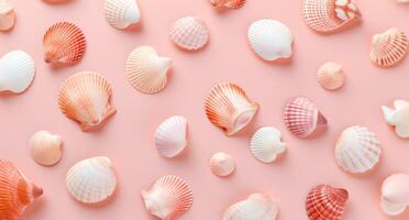 AI generated shells in a pink color background photo