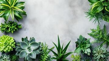 AI generated beautuful home plants background with copy space photo