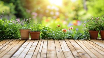 AI generated beautuful gardening background with copy space photo