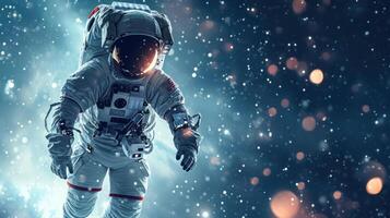 AI generated Astronaut advertisment background with copy space photo