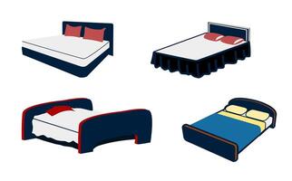 Dreamy Chambers Compilation - Beds Crafted for Imaginable Scenario. Bed icon illustration set. Black and white. vector