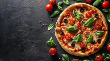 AI generated beautuful pizza background with copy space photo