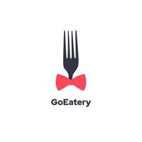 Goeatery - Incorporates a Fork and Bow Tie Logo Icon, Serving as a Vector Concept for Restaurants, Cafes, Bars, and Fast Food Establishments.