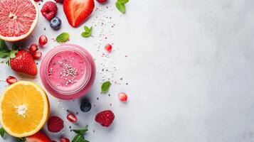 AI generated beautuful smoothie background with copy space photo