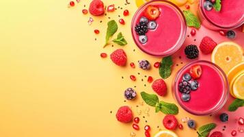 AI generated beautuful smoothie background with copy space photo